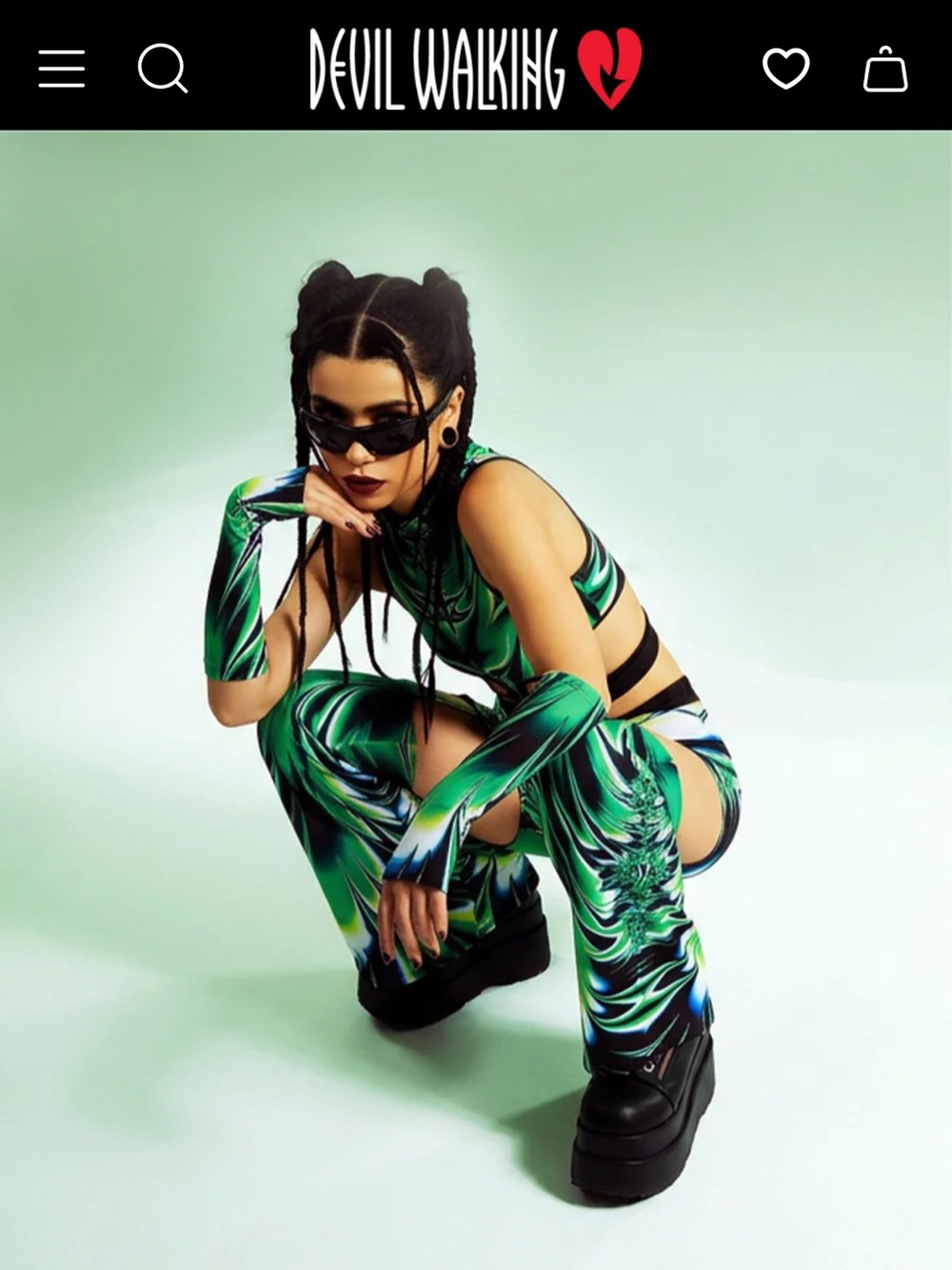 SPIKY SUCCULENT O-RING FLARE PANTS SET